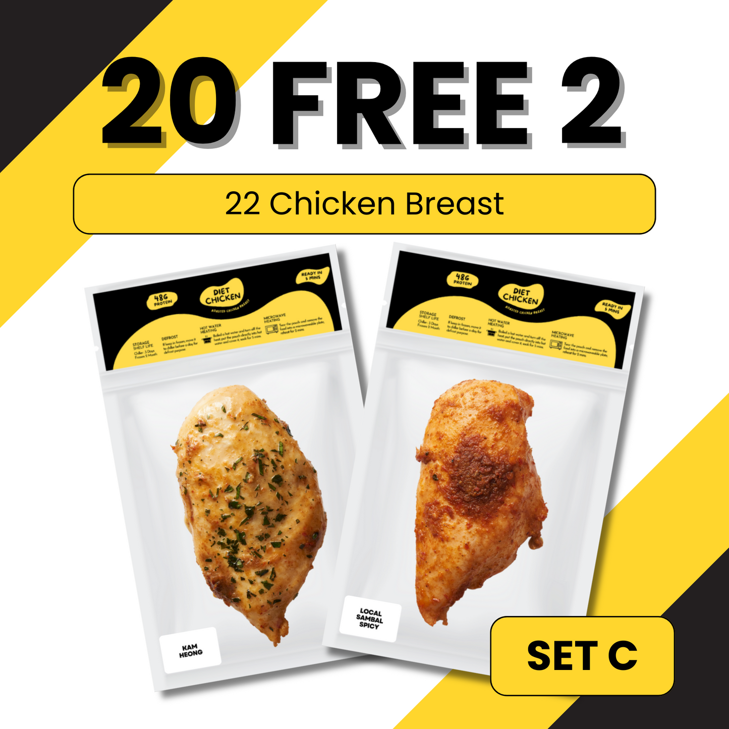 SET C [20 + FREE 2 Pcs] High Protein